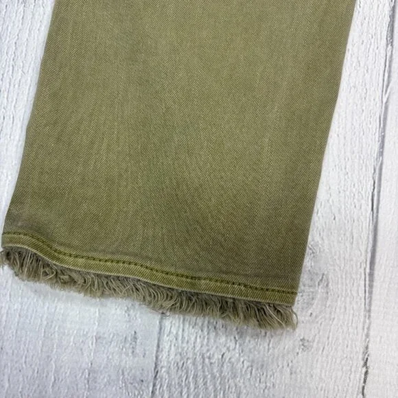 J Jill Cropped Straight Jeans Womens Olive Green Stretch Denim Frayed Hem SIze 6 - Picture 8 of 12